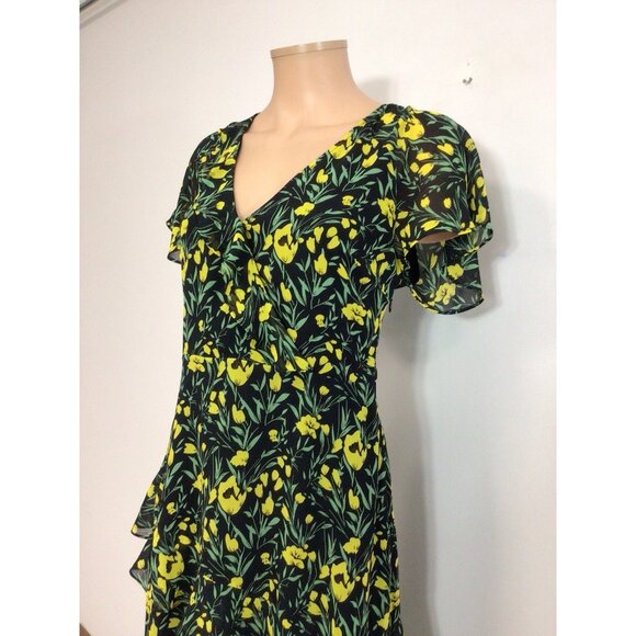 All in Favor Floral Maxi Dress Tiered Ruffle Womens Large - Picture 3 of 9